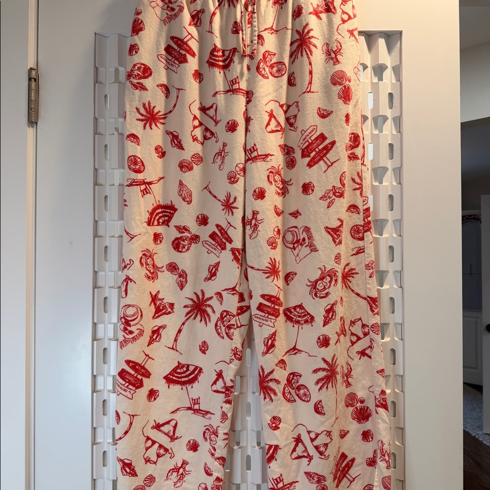 Lobster Linen Draw String Pants